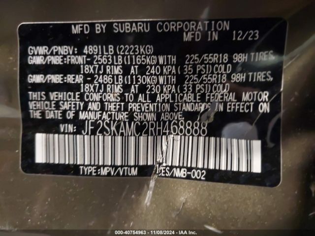 JF2SKAMC2RH468888 Subaru Forester Touring
