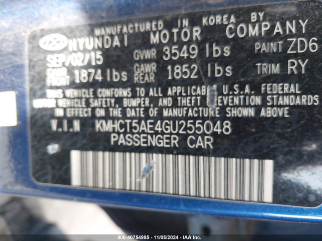 Hyundai ACCENT SE 2016 KMHCT5AE4GU255048 Image 9