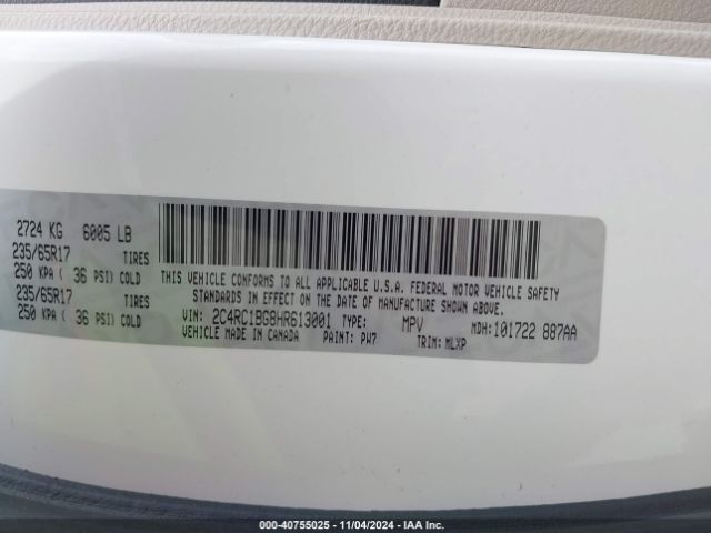 2C4RC1BG8HR613001 Chrysler Pacifica Touring-l