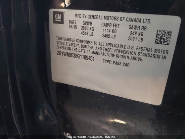 2G1WA5E38G1109451 Chevrolet Impala Limited Ls