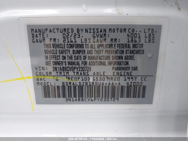 Nissan Sentra Sv Xtronic Cvt 2023 3N1AB8CV6PY230729 Image 9
