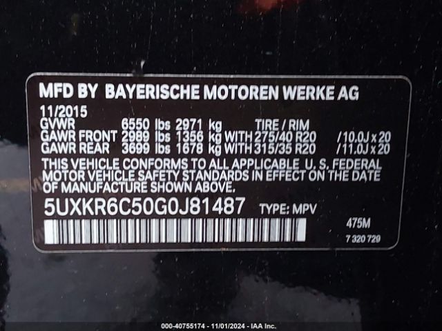 5UXKR6C50G0J81487 BMW X5 Xdrive50i