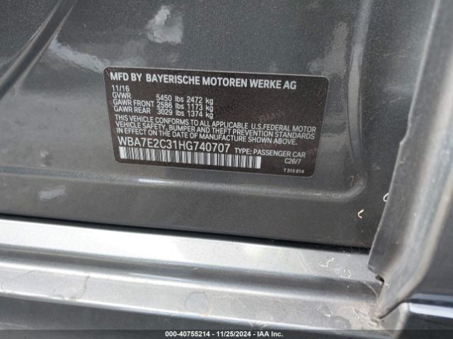 WBA7E2C31HG740707 BMW 740I