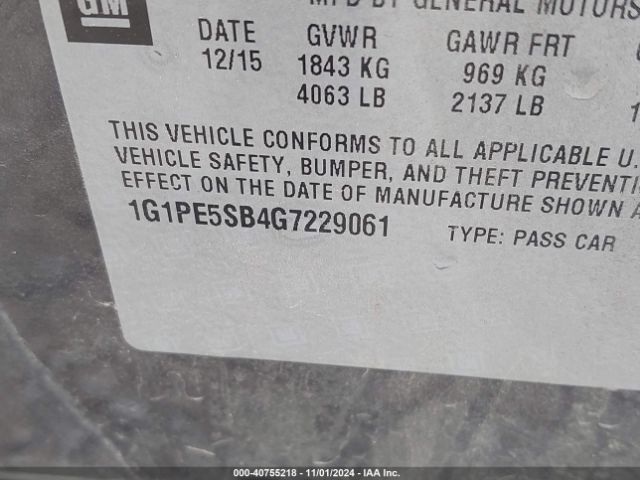 1G1PE5SB4G7229061 Chevrolet Cruze Limited 1lt Auto