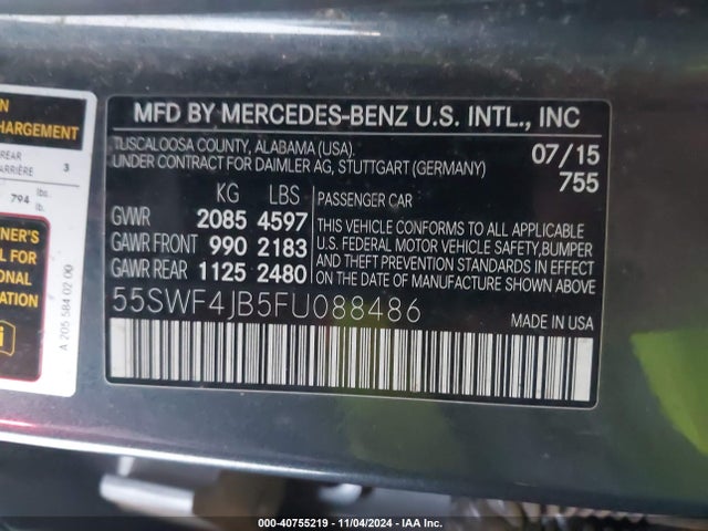 55SWF4JB5FU088486 Mercedes-Benz C 300 Luxury/sport