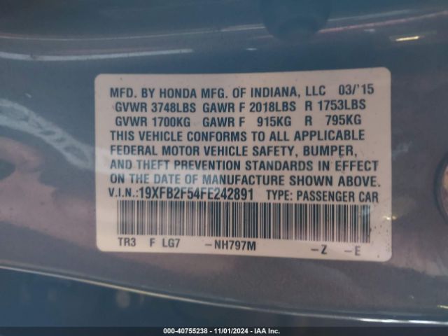 19XFB2F54FE242891 Honda Civic Lx