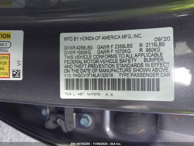 Honda ACCORD LX 2020 1HGCV1F14LA132019 Image 9