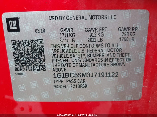 Chevrolet Cruze Ls Auto 2018 1G1BC5SM3J7191122 Image 9