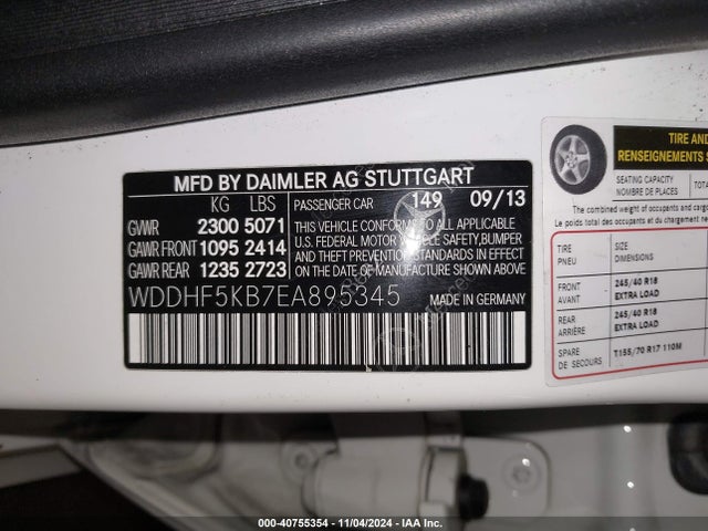 Mercedes-Benz E 350 2014 WDDHF5KB7EA895345 Image 9