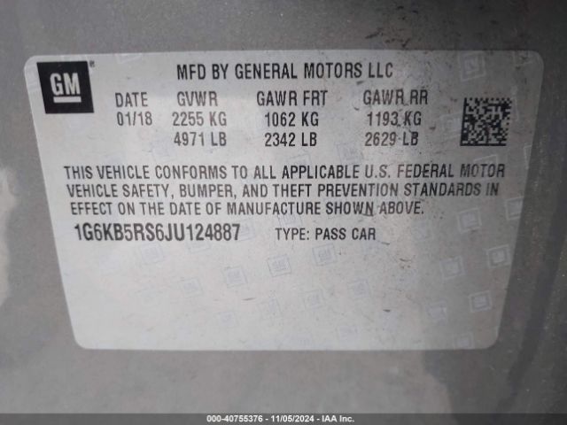 1G6KB5RS6JU124887 Cadillac Ct6 Standard