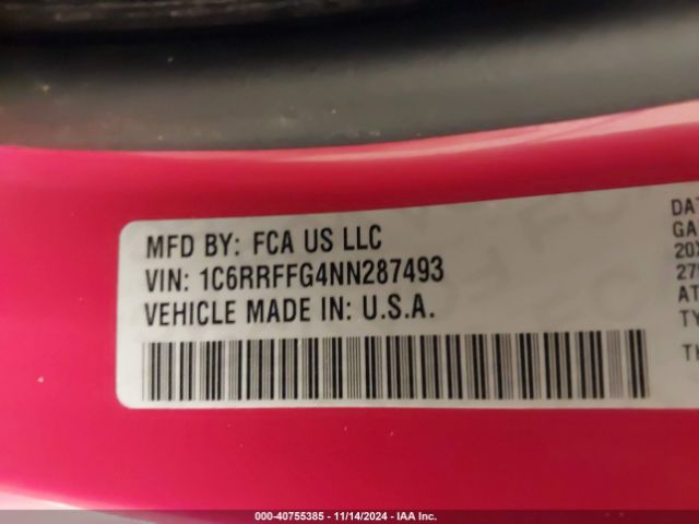 1C6RRFFG4NN287493 RAM 1500 Big Horn  4x4 5'7 Box