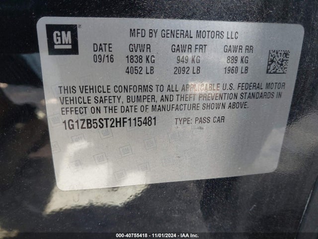 Chevrolet MALIBU LS 2017 1G1ZB5ST2HF115481 Image 9