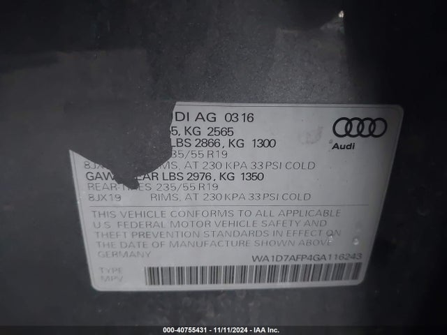WA1D7AFP4GA116243 Audi Q5 3.0t Premium Plus
