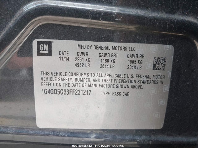 1G4GD5G33FF231217 Buick Lacrosse Premium I