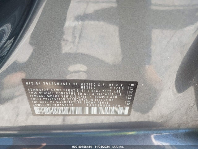 3VWE57BU7KM153973 Volkswagen Jetta 1.4t Sel