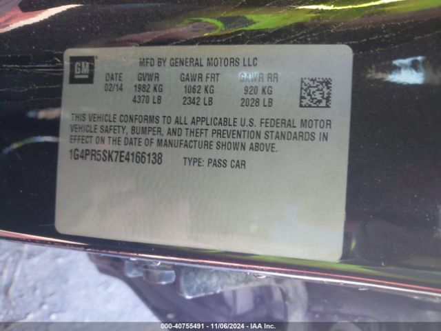 1G4PR5SK7E4166138 Buick Verano Convenience Group