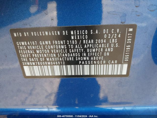 3VWBM7BU0RM046912 Volkswagen Jetta 1.5t Sport