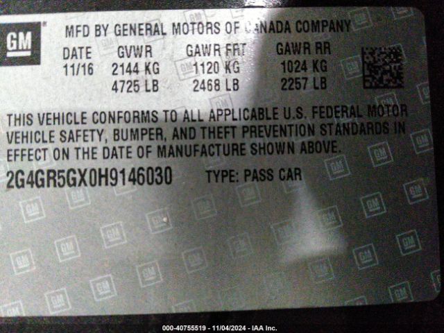 2G4GR5GX0H9146030 Buick Regal Turbo Premium Ii