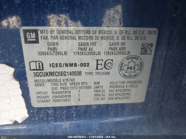 3GCUKREC6EG140608 Chevrolet Silverado 1500 1lt/2lt