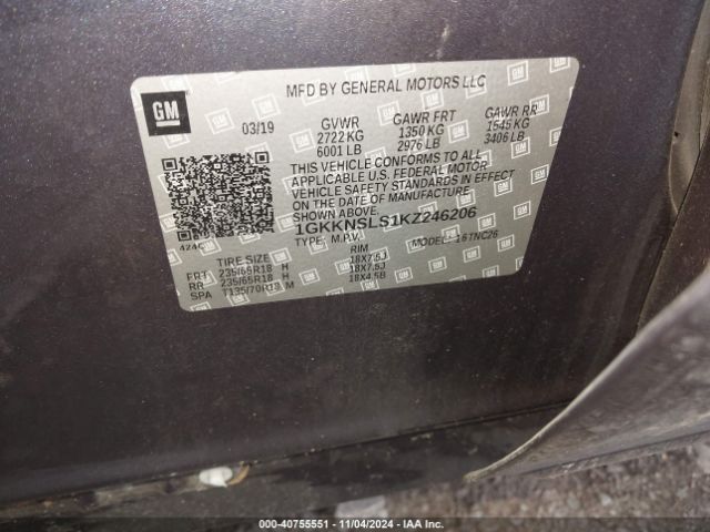 1GKKNSLS1KZ246206 GMC Acadia Sle-2