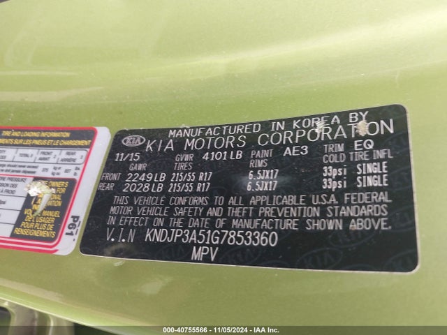 Aukcja sprzedaży 2016 Kia Soul +, vin: KNDJP3A51G7853360, numer aukcji: 40755566
