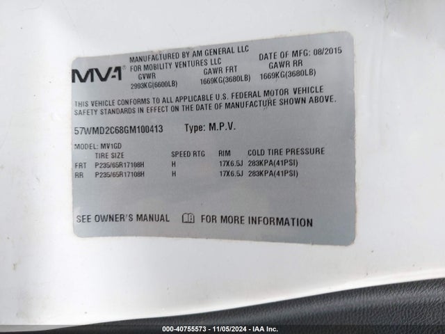 57WMD2C68GM100413 Ford Transit
