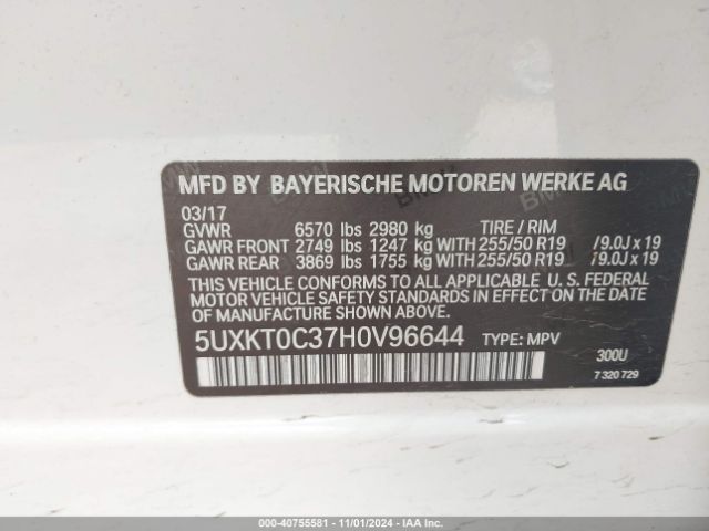 5UXKT0C37H0V96644 BMW X5 Edrive Xdrive40e Iperformance