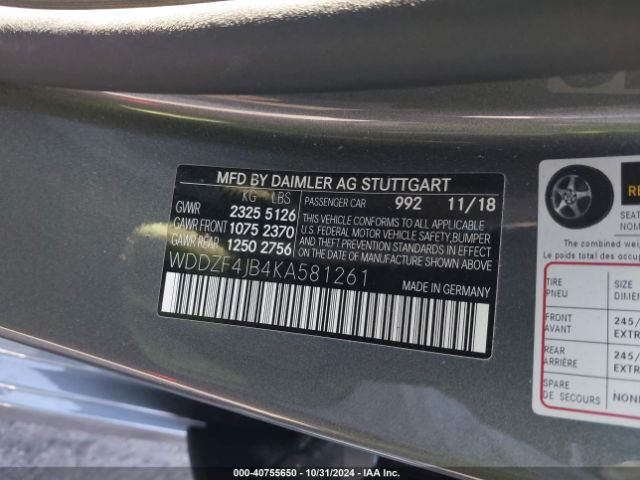 WDDZF4JB4KA581261 Mercedes-Benz E 300