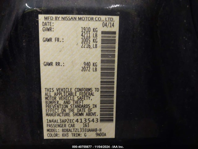 Nissan Altima 2.5 Sv 2014 1N4AL3AP2EC413543 Image 9