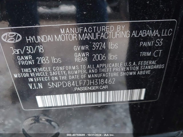 Hyundai Elantra Value Edition 2018 5NPD84LF7JH318462 Image 9