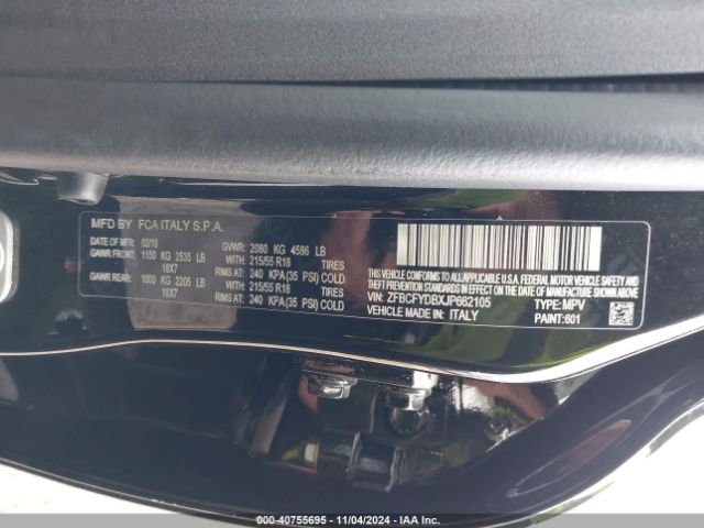 ZFBCFYDBXJP662105 Fiat 500x Lounge Awd