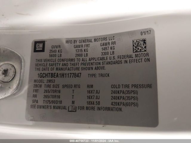 1GCHTBEA1H1177847 Chevrolet Colorado Wt