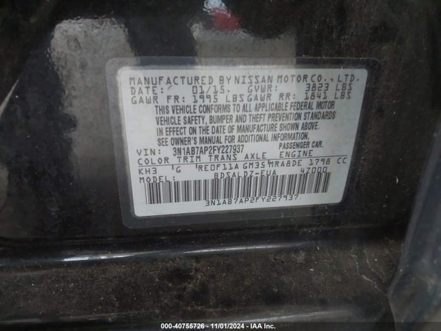 3N1AB7AP2FY227937 Nissan SENTRA SV