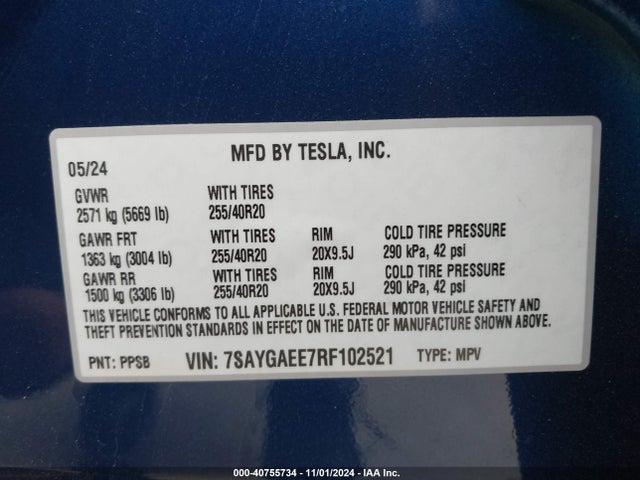 2024 TESLA MODEL Y 7SAYGAEE7RF102521 Photo 8