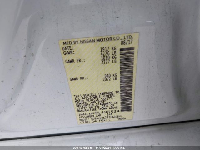 1N4AL3AP8HC486534 Nissan Altima 2.5 Sv