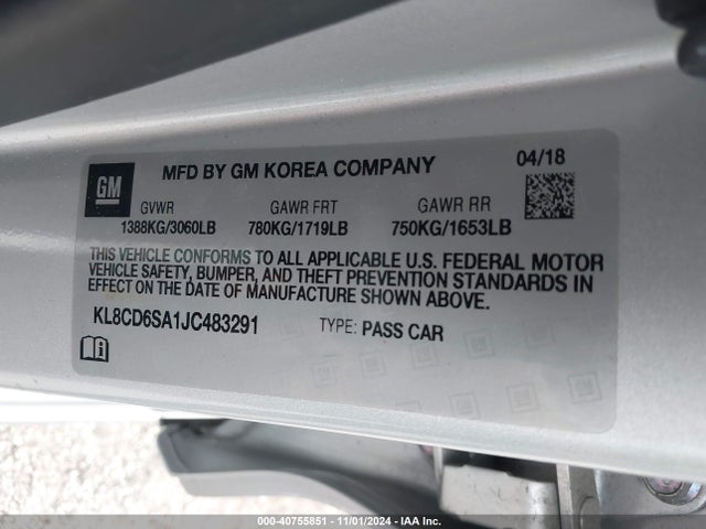 Chevrolet Spark 1lt Cvt 2018 KL8CD6SA1JC483291 Image 9