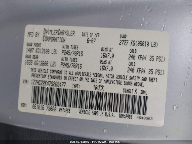 2007 MITSUBISHI RAIDER 1Z7HC22K47S265477 Photo 8