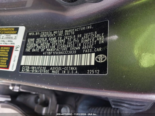 Toyota CAMRY LE 2017 4T1BF1FK9HU323839 Image 9