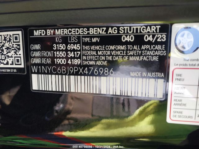 W1NYC6BJ9PX476986 Mercedes-Benz G 550 4matic