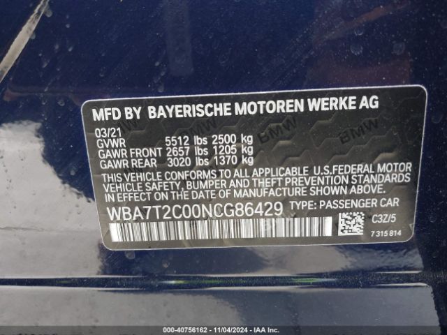 WBA7T2C00NCG86429 BMW 740 I