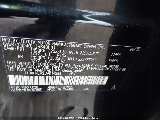 Toyota Rav4 Xle 2018 2T3RFREV3JW814588 Image 9