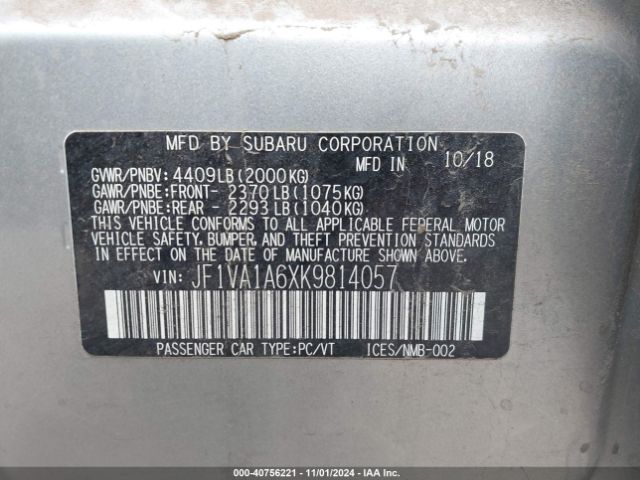JF1VA1A6XK9814057 Subaru WRX