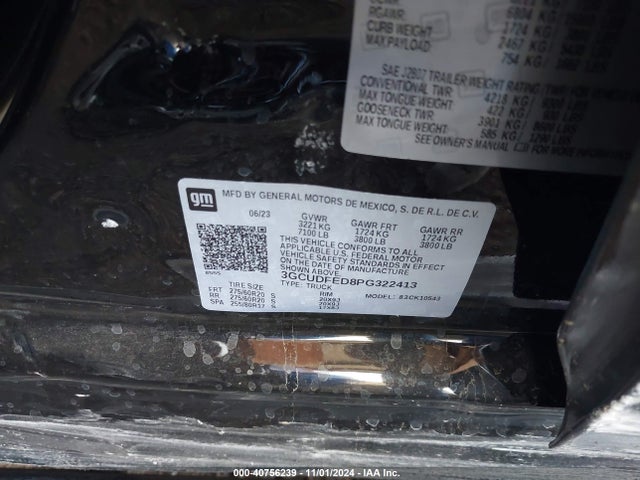 3GCUDFED8PG322413 Chevrolet Silverado 1500 4wd  Short Bed Lt Trail Boss