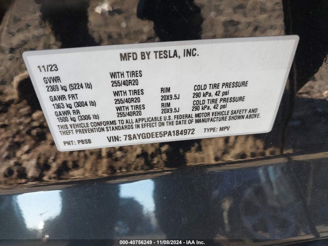 2023 TESLA MODEL Y 7SAYGDEE5PA184972 Photo 8