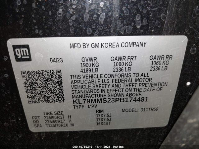 KL79MMS23PB174481 Chevrolet Trailblazer Fwd Ls