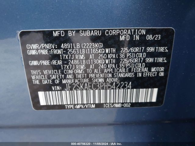 JF2SKAEC3PH542234 Subaru Forester Premium
