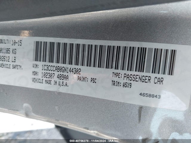 Chrysler 200 Limited 2016 1C3CCCAB0GN144302 Image 9