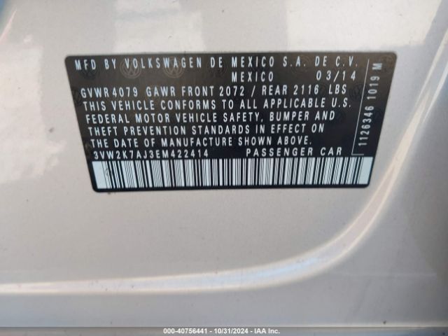 3VW2K7AJ3EM422414 Volkswagen Jetta 2.0l S