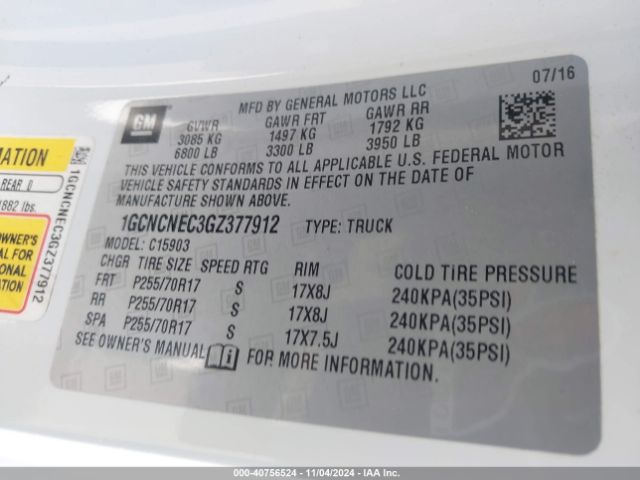 1GCNCNEC3GZ377912 Chevrolet Silverado 1500 Ls