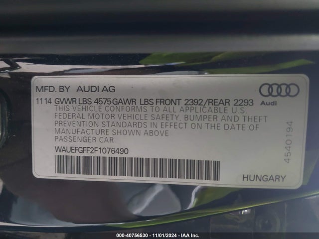 WAUEFGFF2F1076490 Audi A3 2.0t Premium